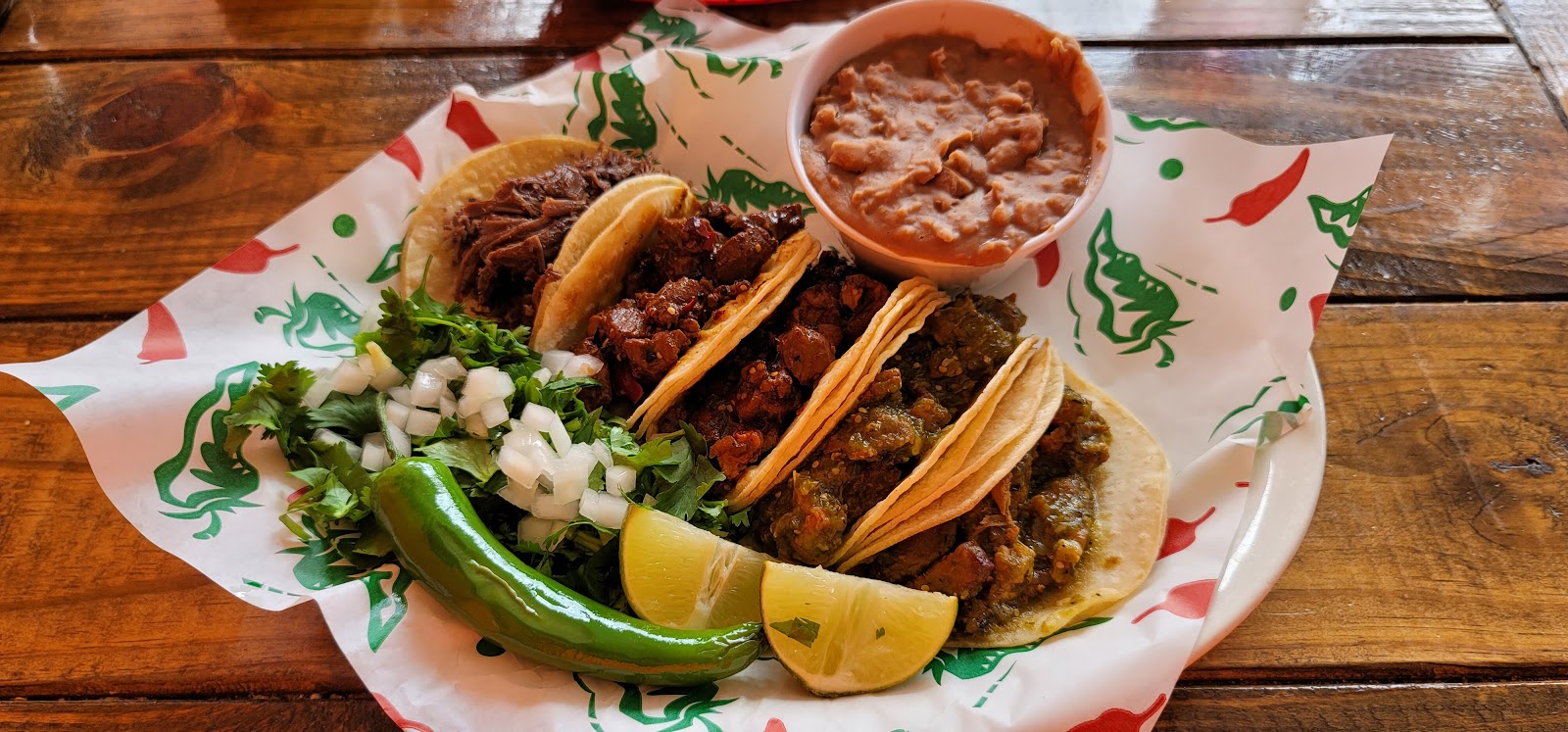Fresh tacos being prepared at Texas Tacos